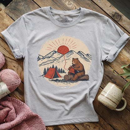 Bear Knitting In The Sun T-shirt