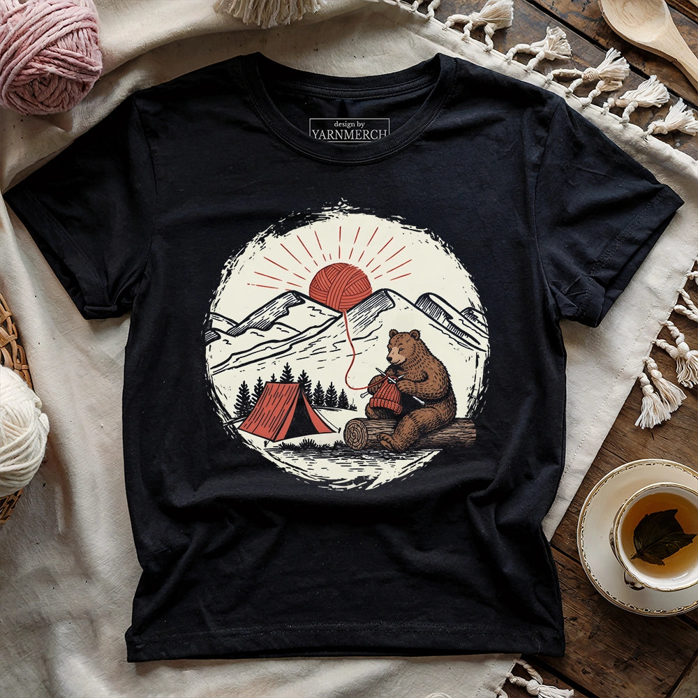 Bear Knitting In The Sun T-shirt