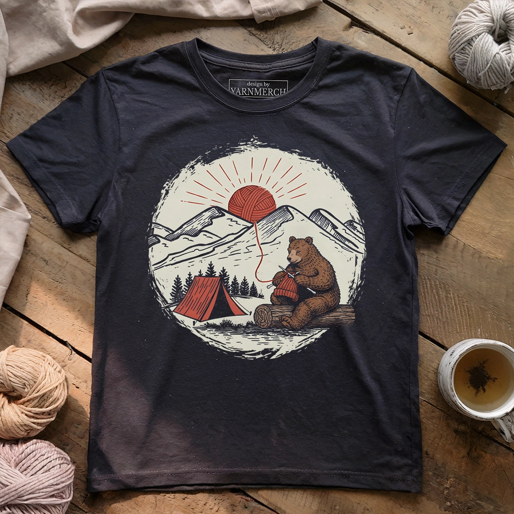 Bear Knitting In The Sun T-shirt