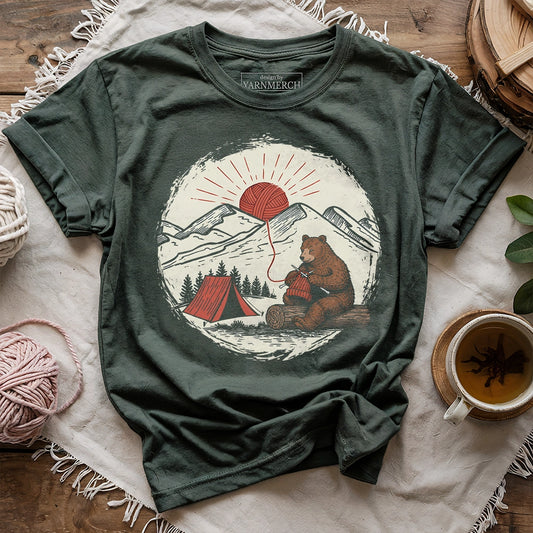 Bear Knitting In The Sun T-shirt