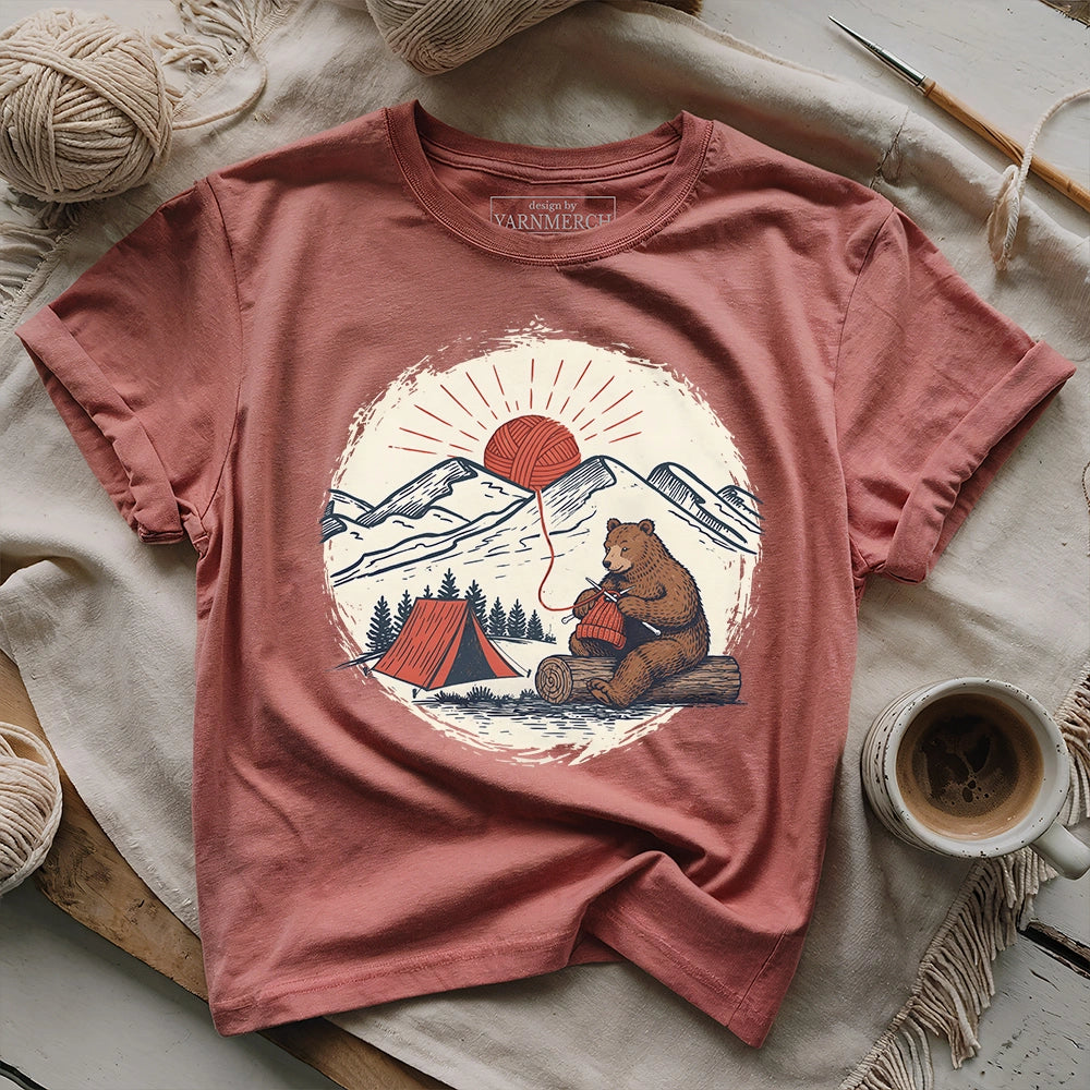 Bear Knitting In The Sun T-shirt