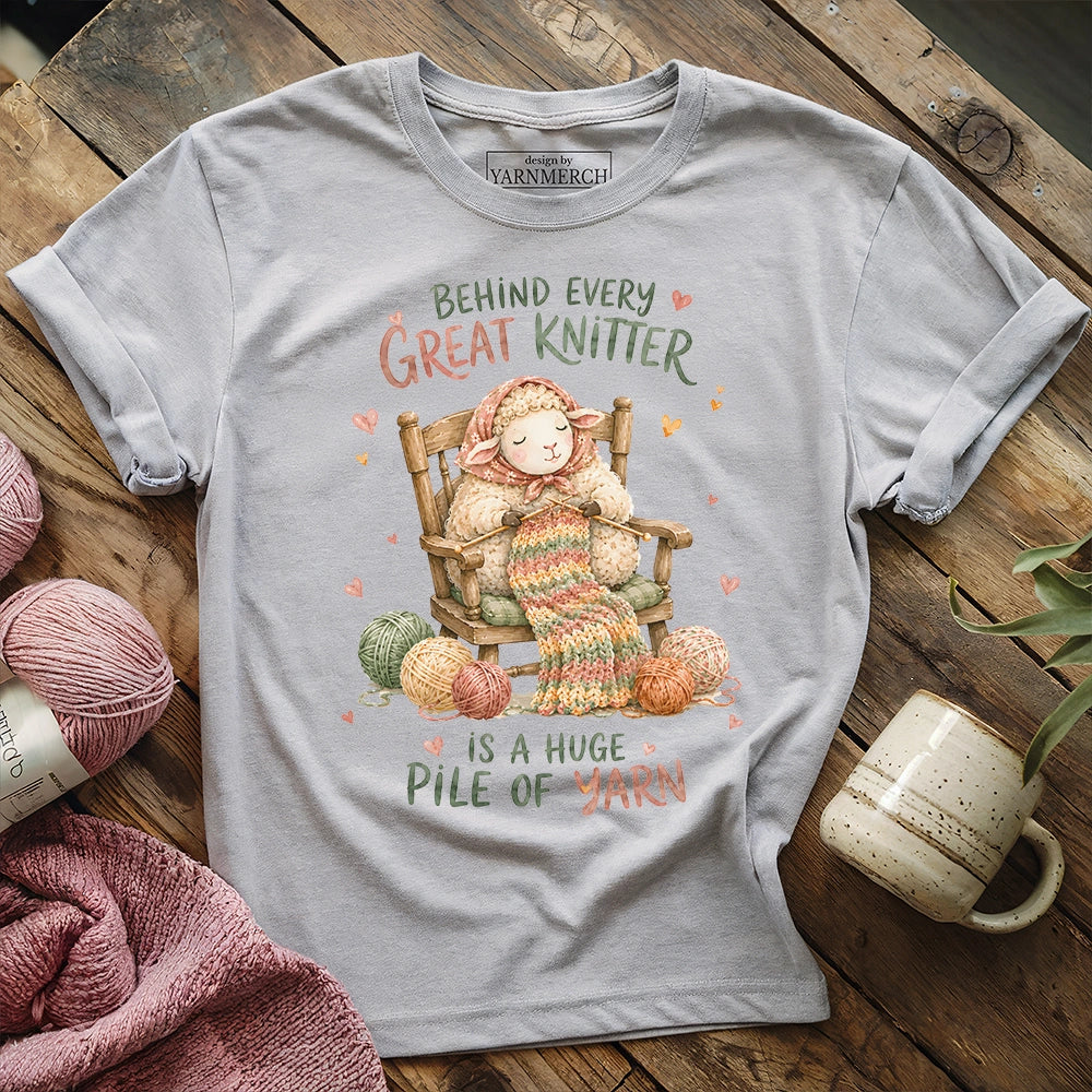 Behind A Great Knitter T-shirt