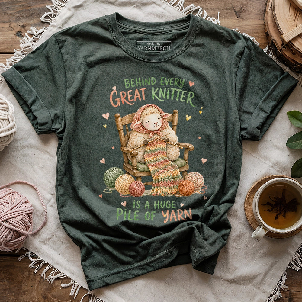 Behind A Great Knitter T-shirt