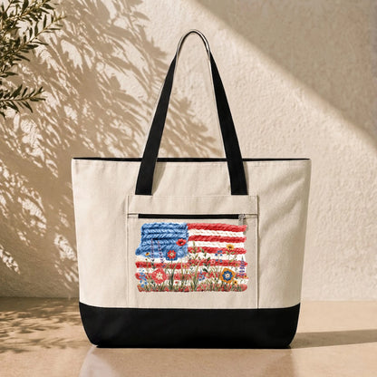 Flowers, Stripes & Skeins Tote