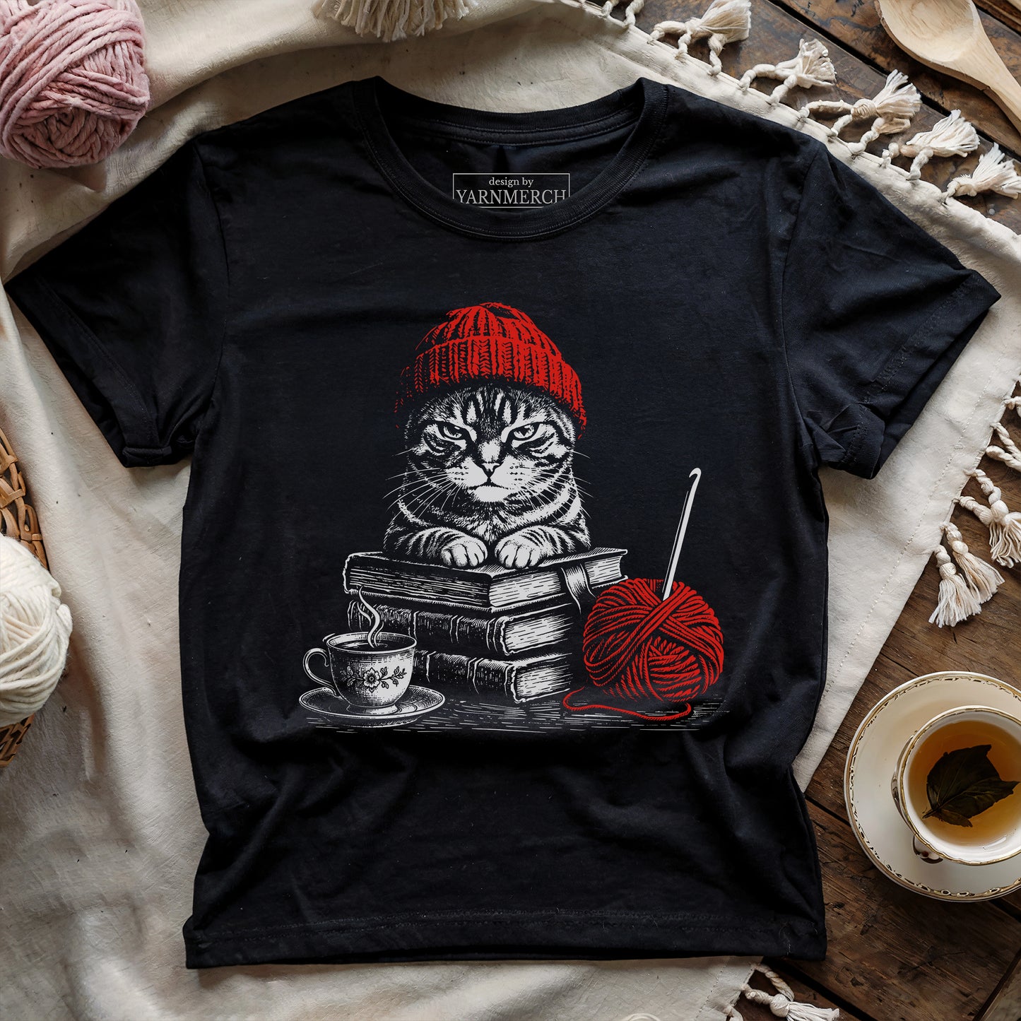 Black Cat & Tea T-shirt
