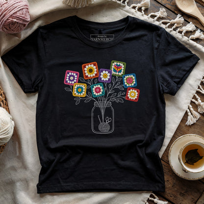 Colorful Granny Square Flower Jar T-shirt