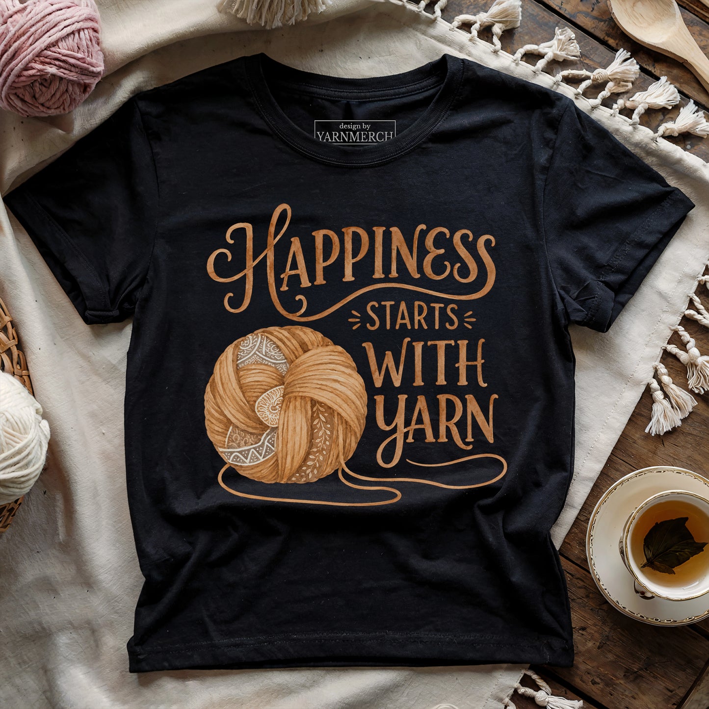Happiness Starts With Yarn T-shirt