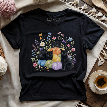 I Like Yarn, Flowers And. Three Cats T-shirt