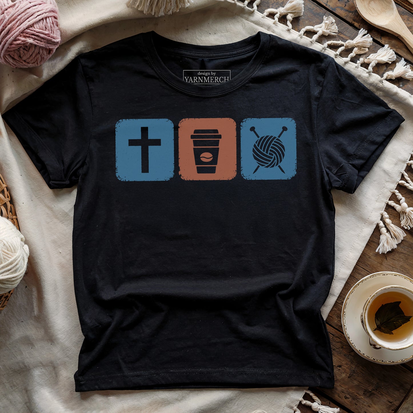 Jesus, Coffee & Knitting T-shirt