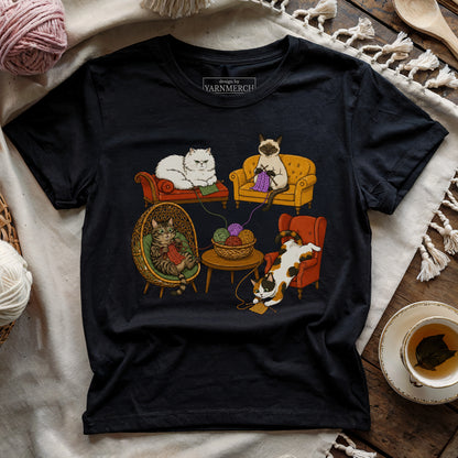Knitting Cat Com T-shirt