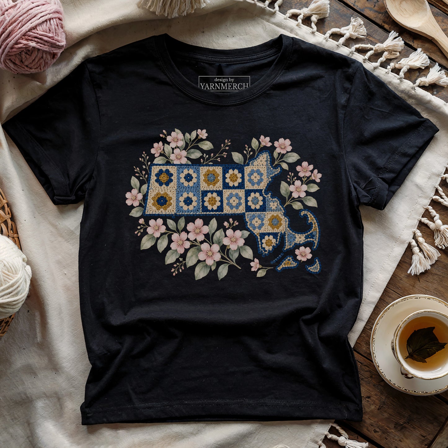 Massachusetts In Granny Squares T-shirt