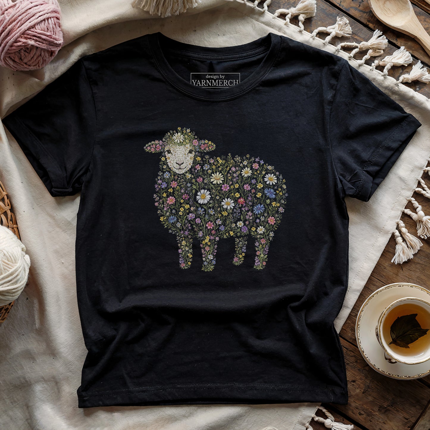 Sheep Made By Flowers T-shirt