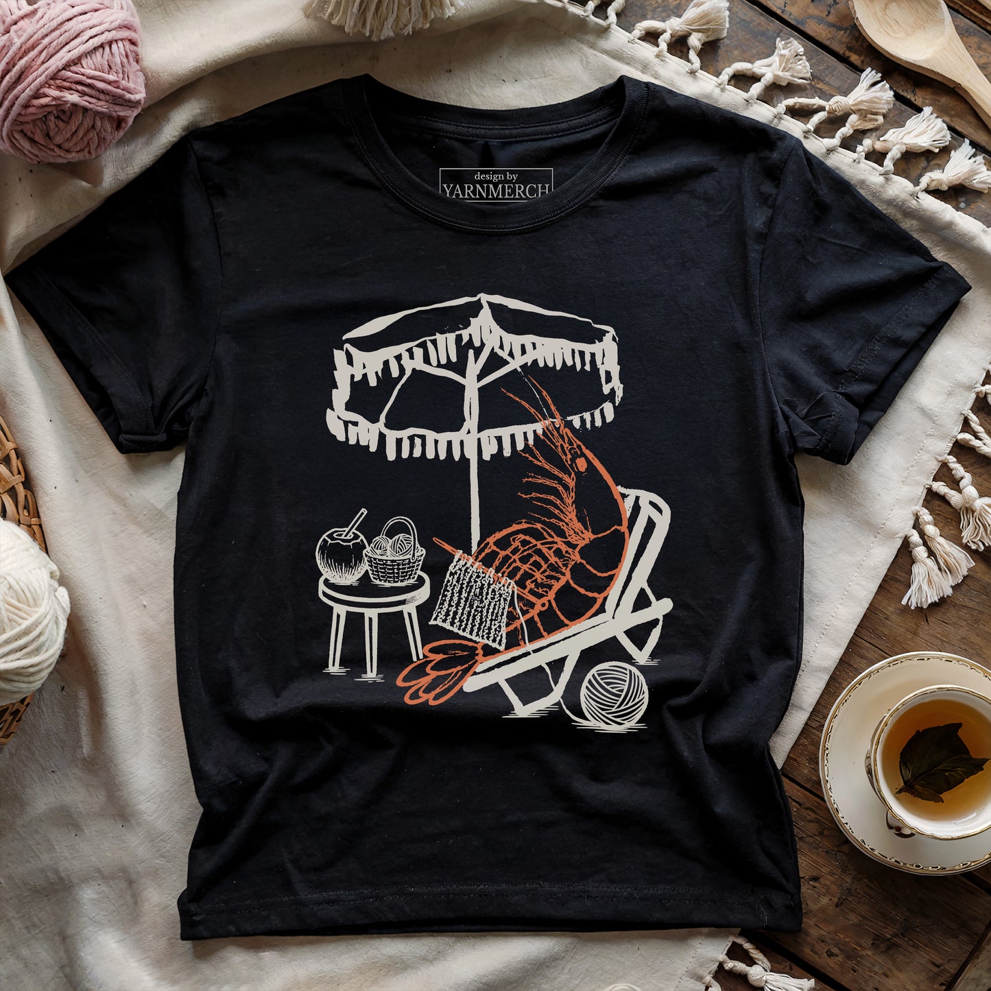 Shrimp Knitting T-shirt