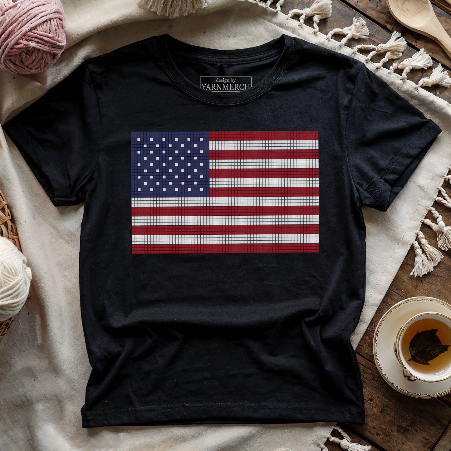 USA Flag Knitting Chart T-shirt