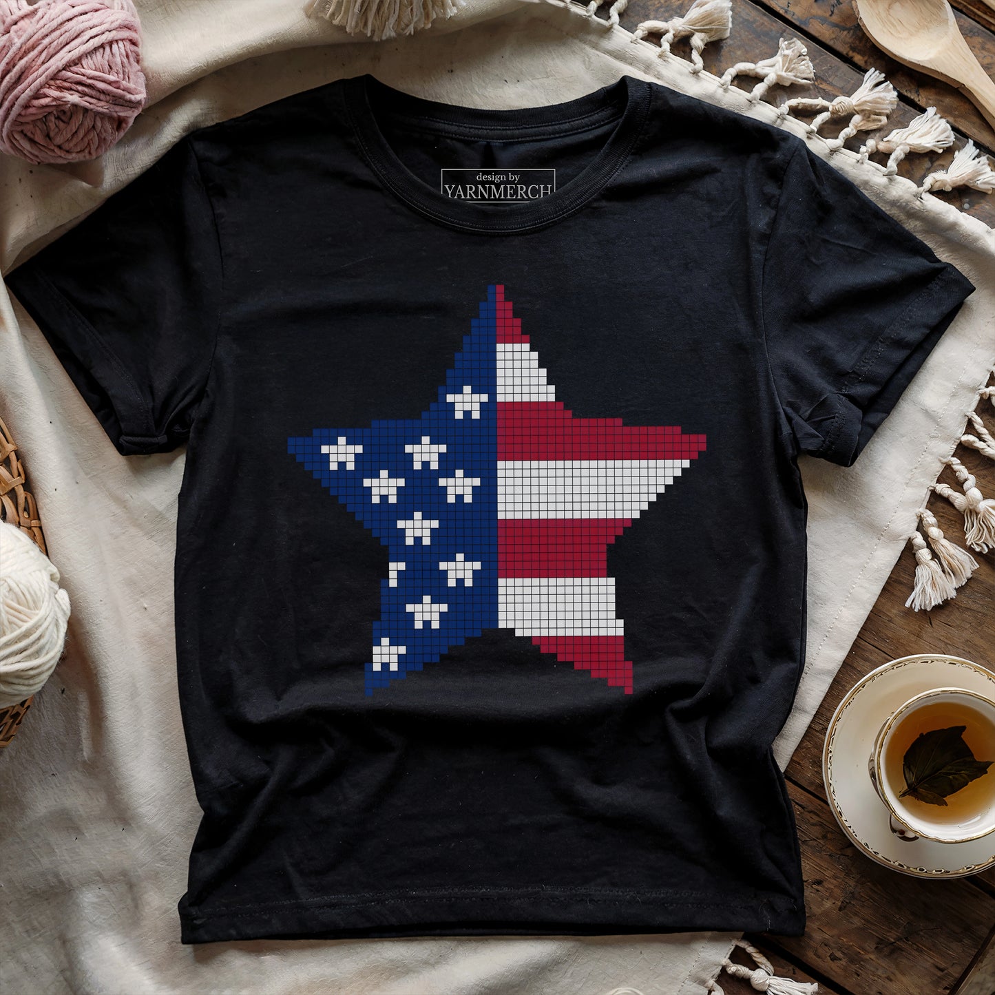 USA Star Knitting Chart T-shirt