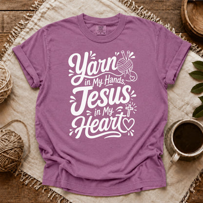 Comfort Colors Yarn In Hand, Jesus In Heart T-shirt