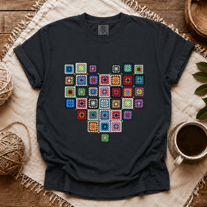Comfort Colors Granny Squares Heart  T-shirt