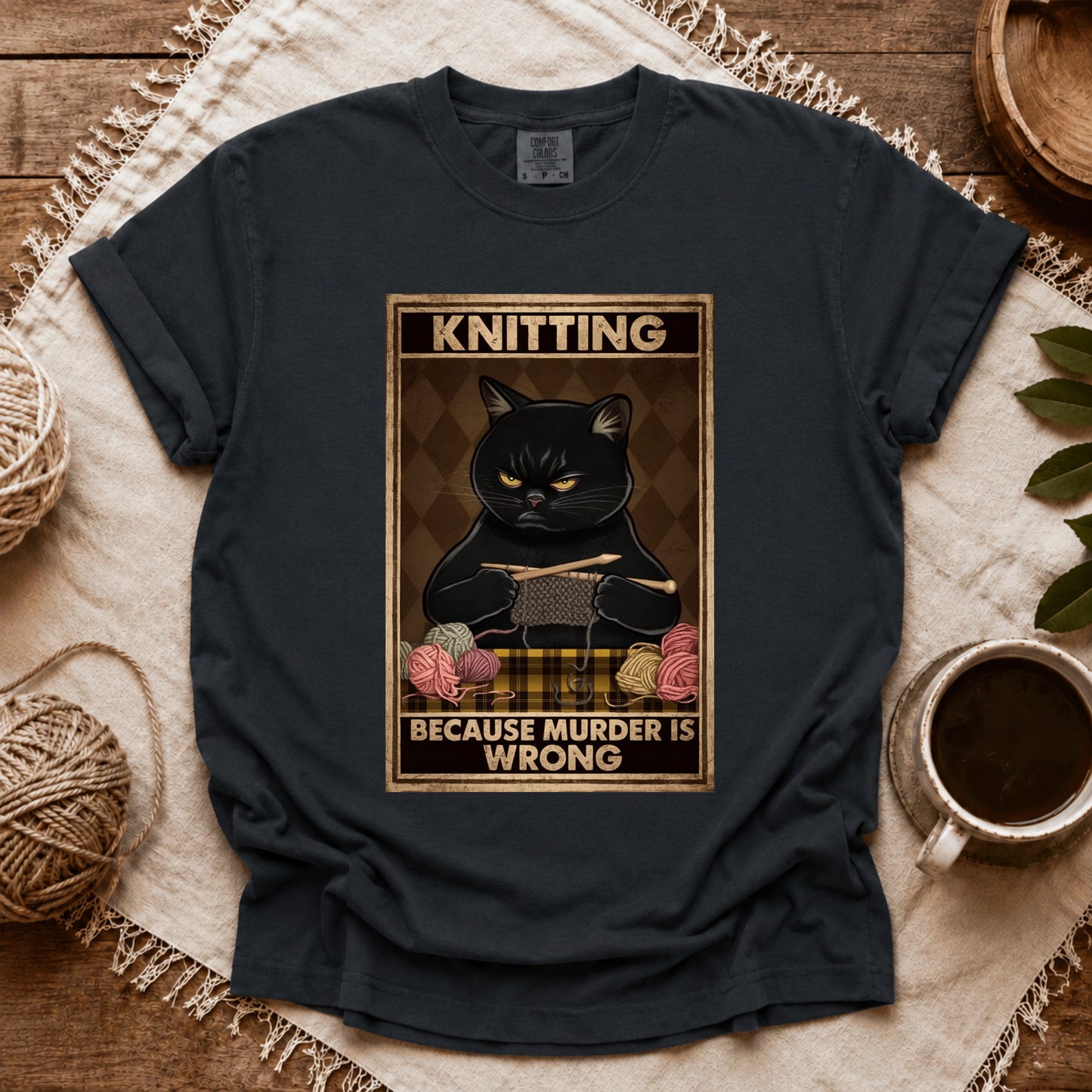 Comfort Colors Knitting Because murder is wrong T-shirt