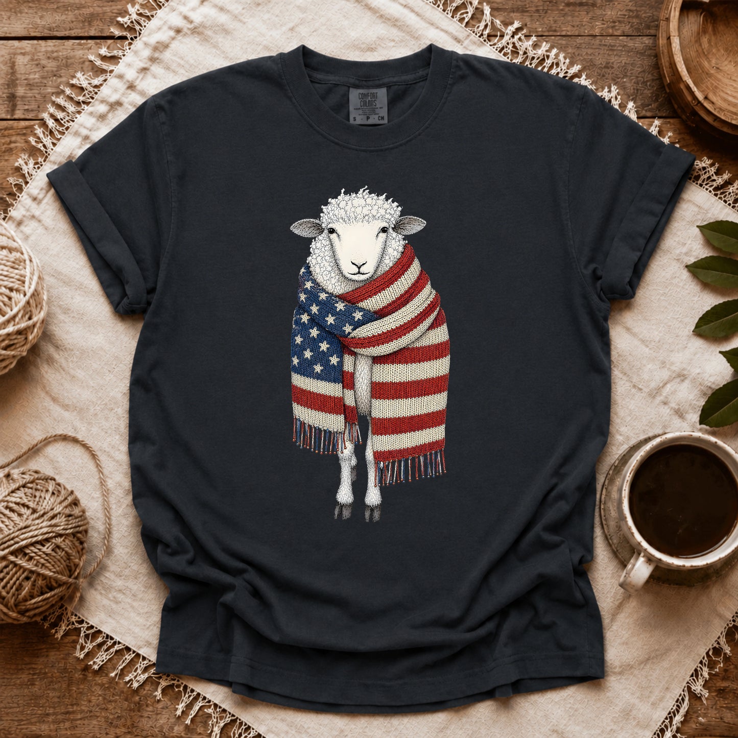 Comfort Colors Patriotic Knitting Sheep T-shirt
