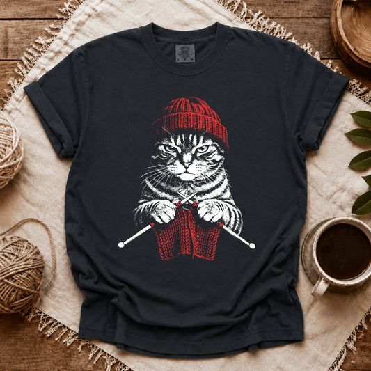Comfort Colors Vintage Knitting Cat T-shirt