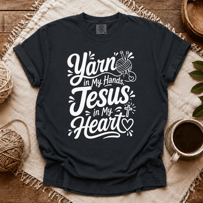 Comfort Colors Yarn In Hand, Jesus In Heart T-shirt