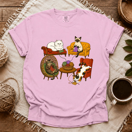 Comfort Colors Knitting Cat Com T-shirt