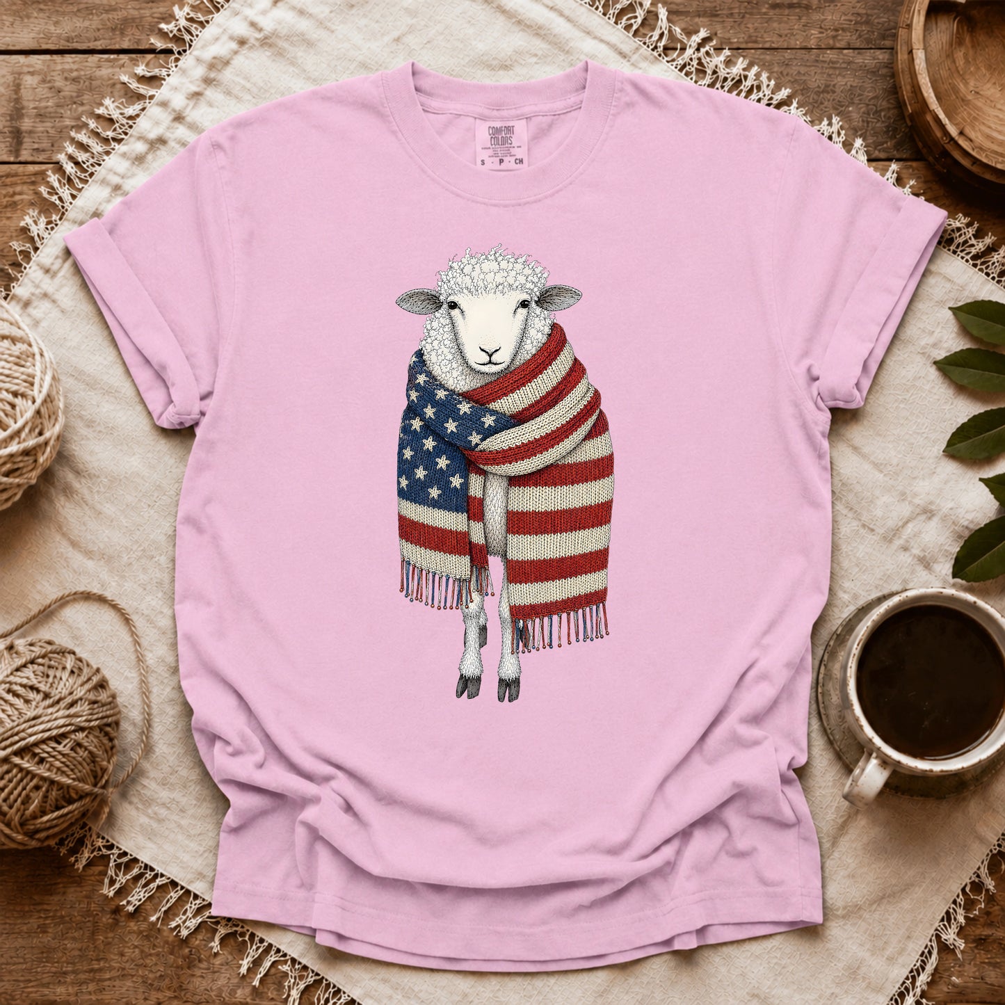Comfort Colors Patriotic Knitting Sheep T-shirt