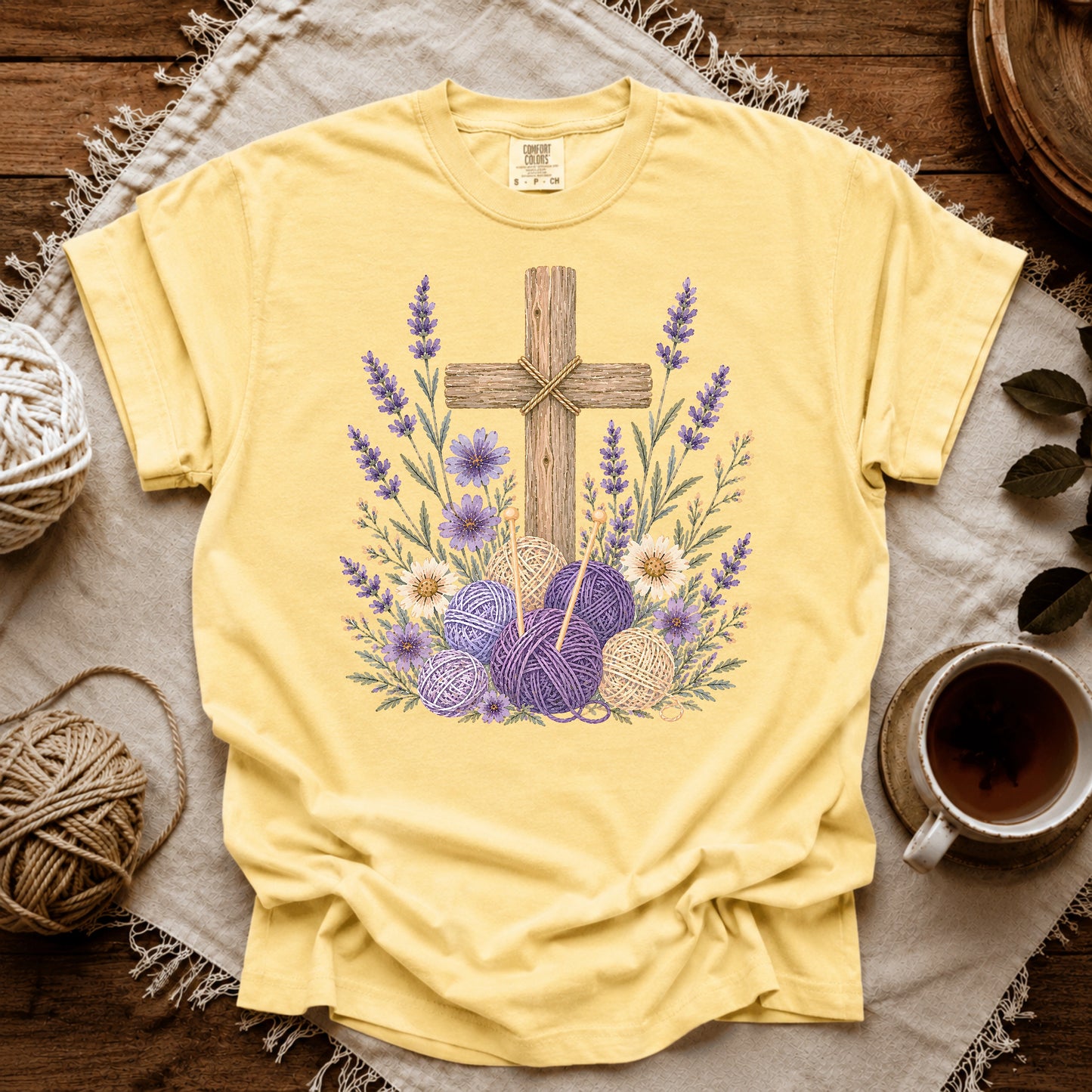 Comfort Colors Faith Blooms In Yarn T-shirt