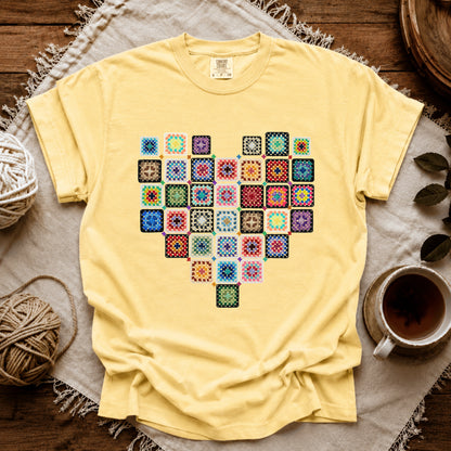 Comfort Colors Granny Squares Heart  T-shirt