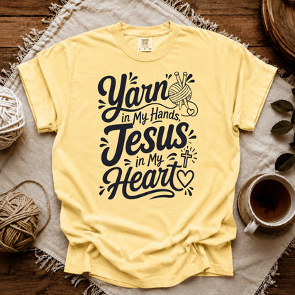 Comfort Colors Yarn In Hand, Jesus In Heart T-shirt