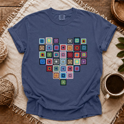 Comfort Colors Granny Squares Heart  T-shirt