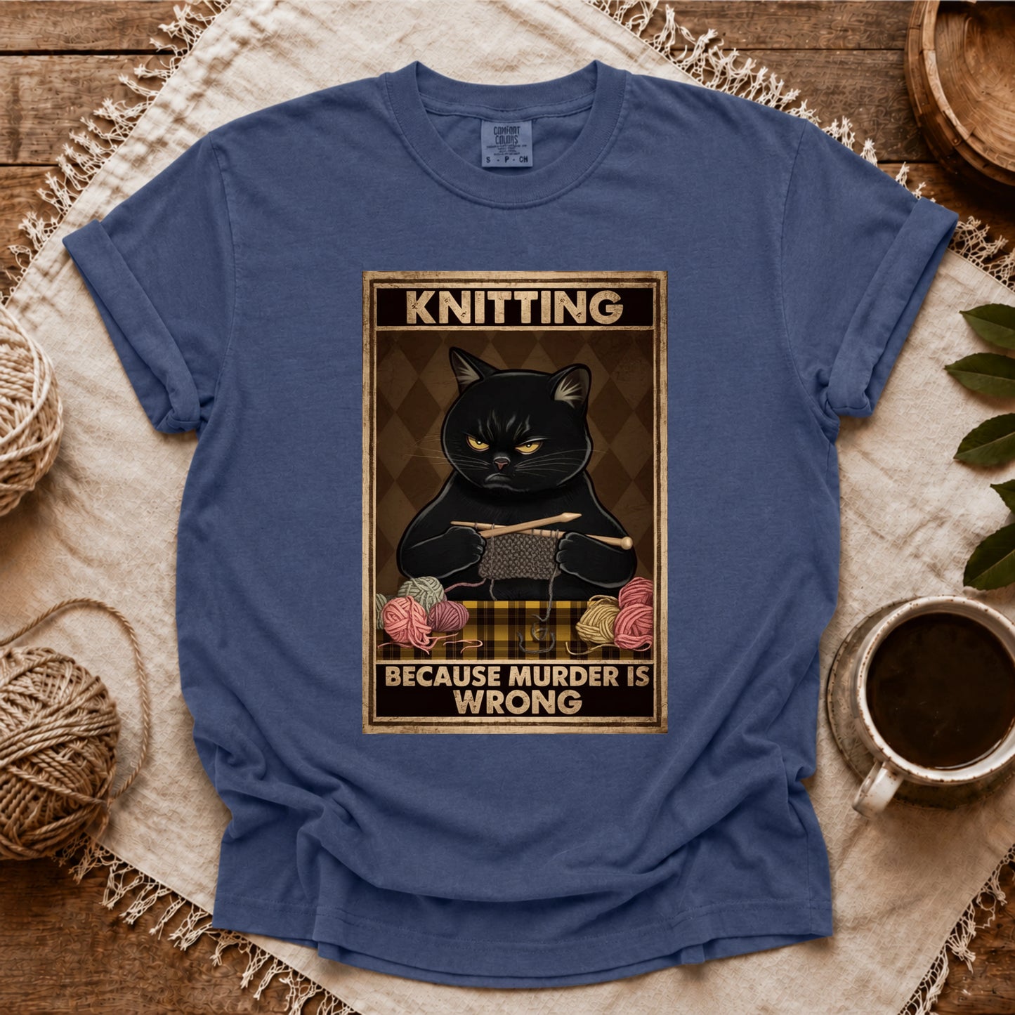 Comfort Colors Knitting Because murder is wrong T-shirt