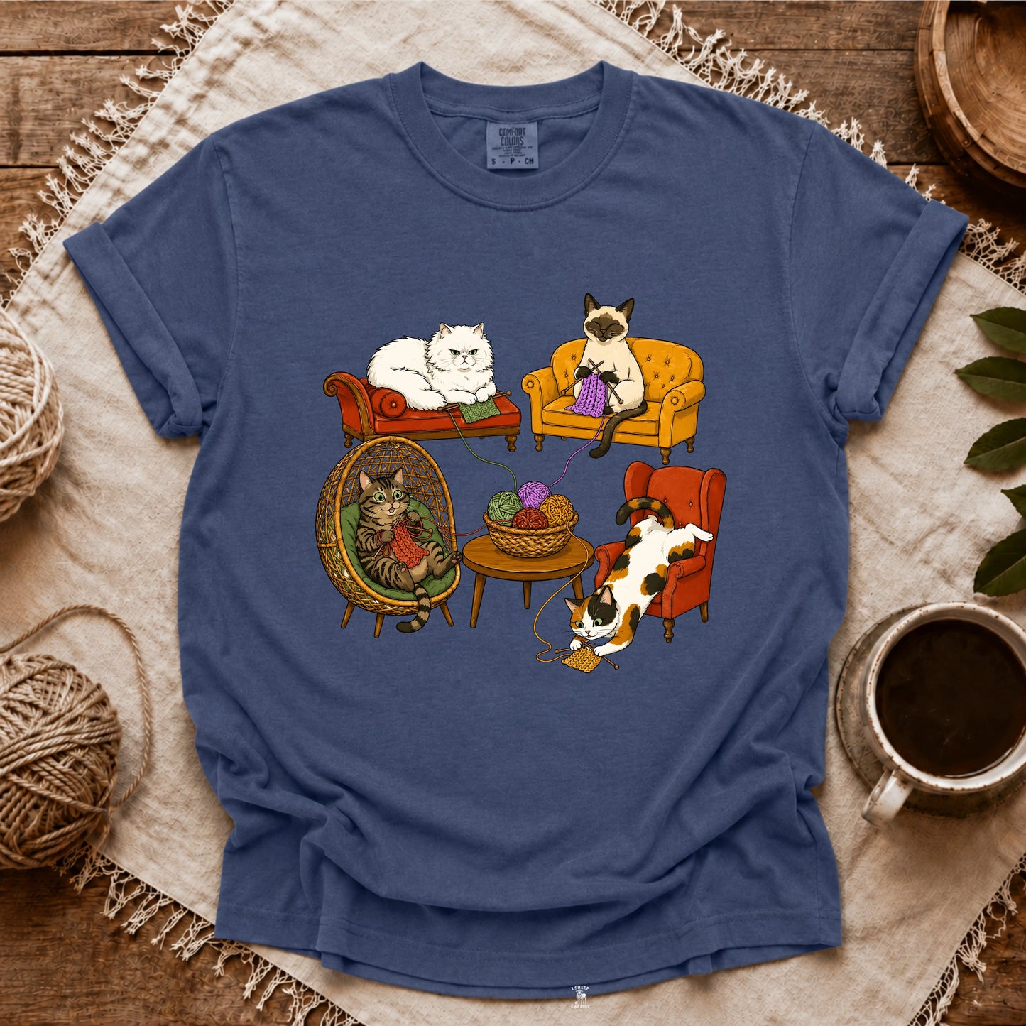 Comfort Colors Knitting Cat Com T-shirt
