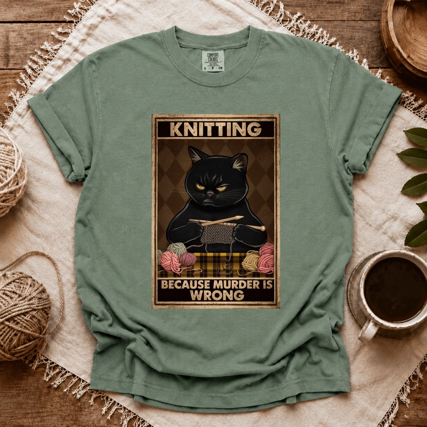 Comfort Colors Knitting Because murder is wrong T-shirt