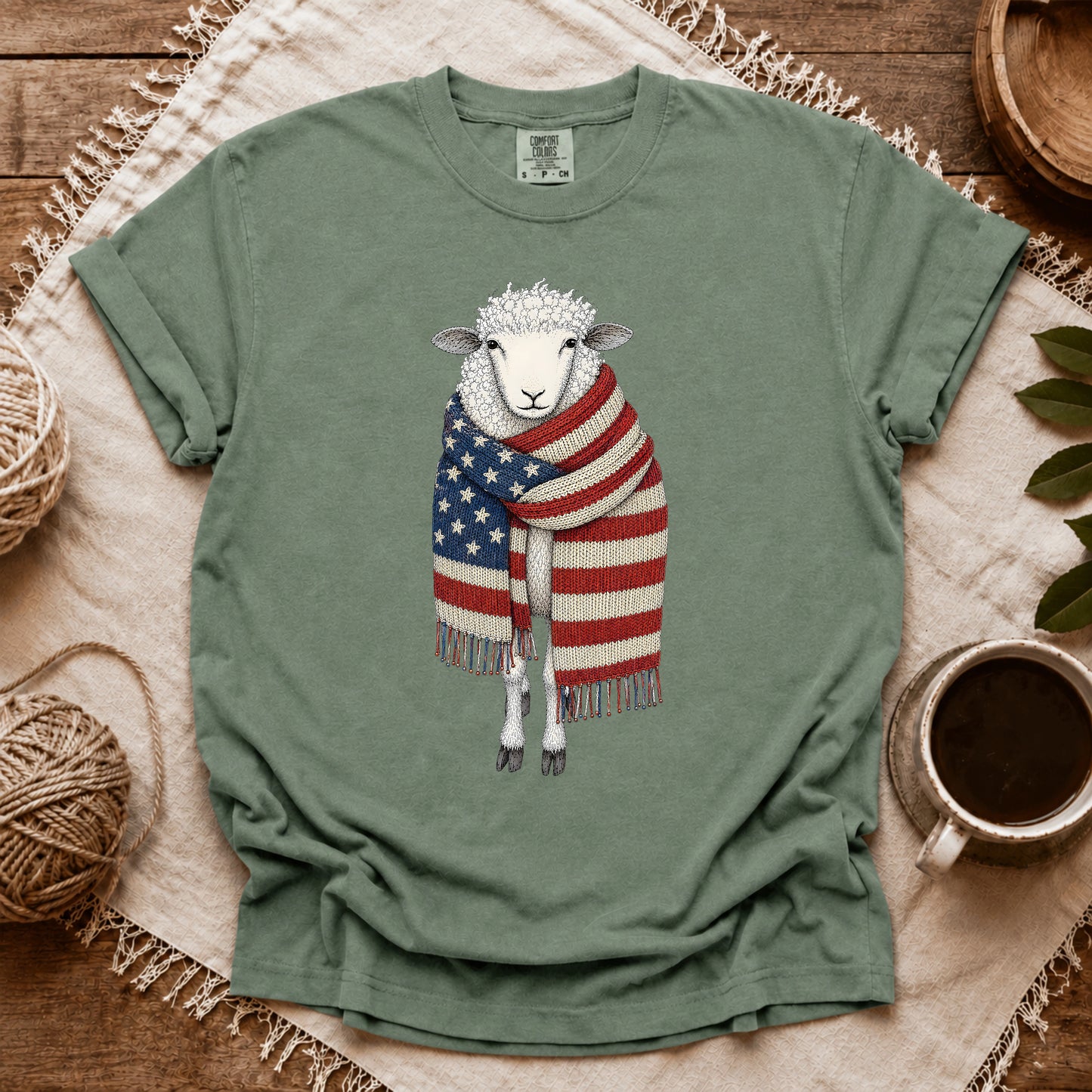 Comfort Colors Patriotic Knitting Sheep T-shirt