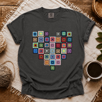 Comfort Colors Granny Squares Heart  T-shirt