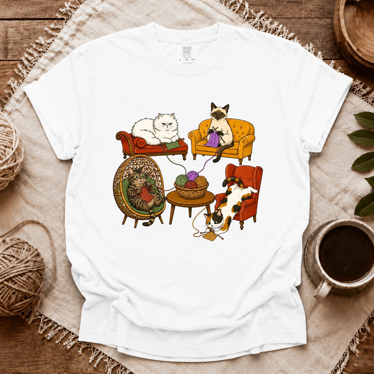 Comfort Colors Knitting Cat Com T-shirt