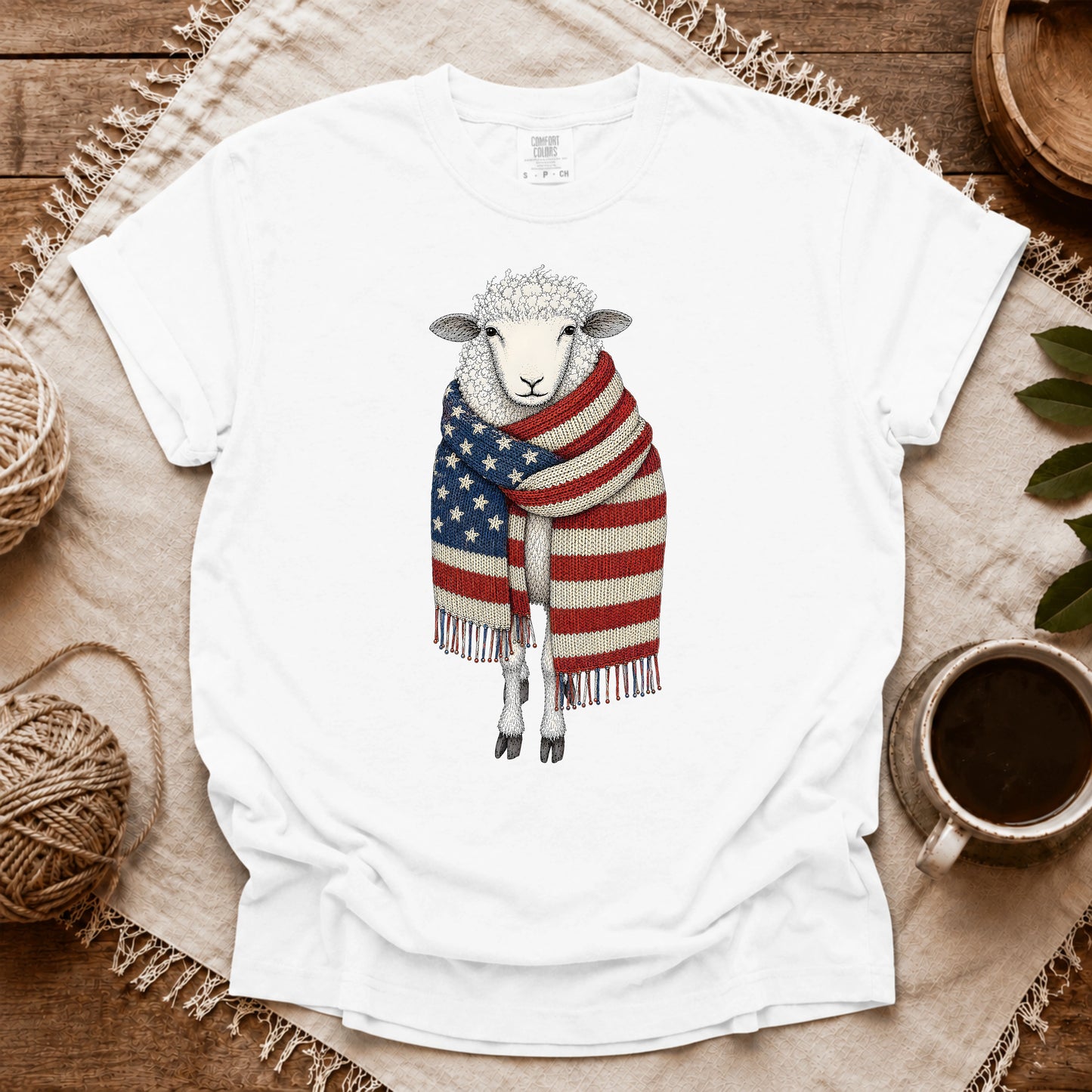 Comfort Colors Patriotic Knitting Sheep T-shirt