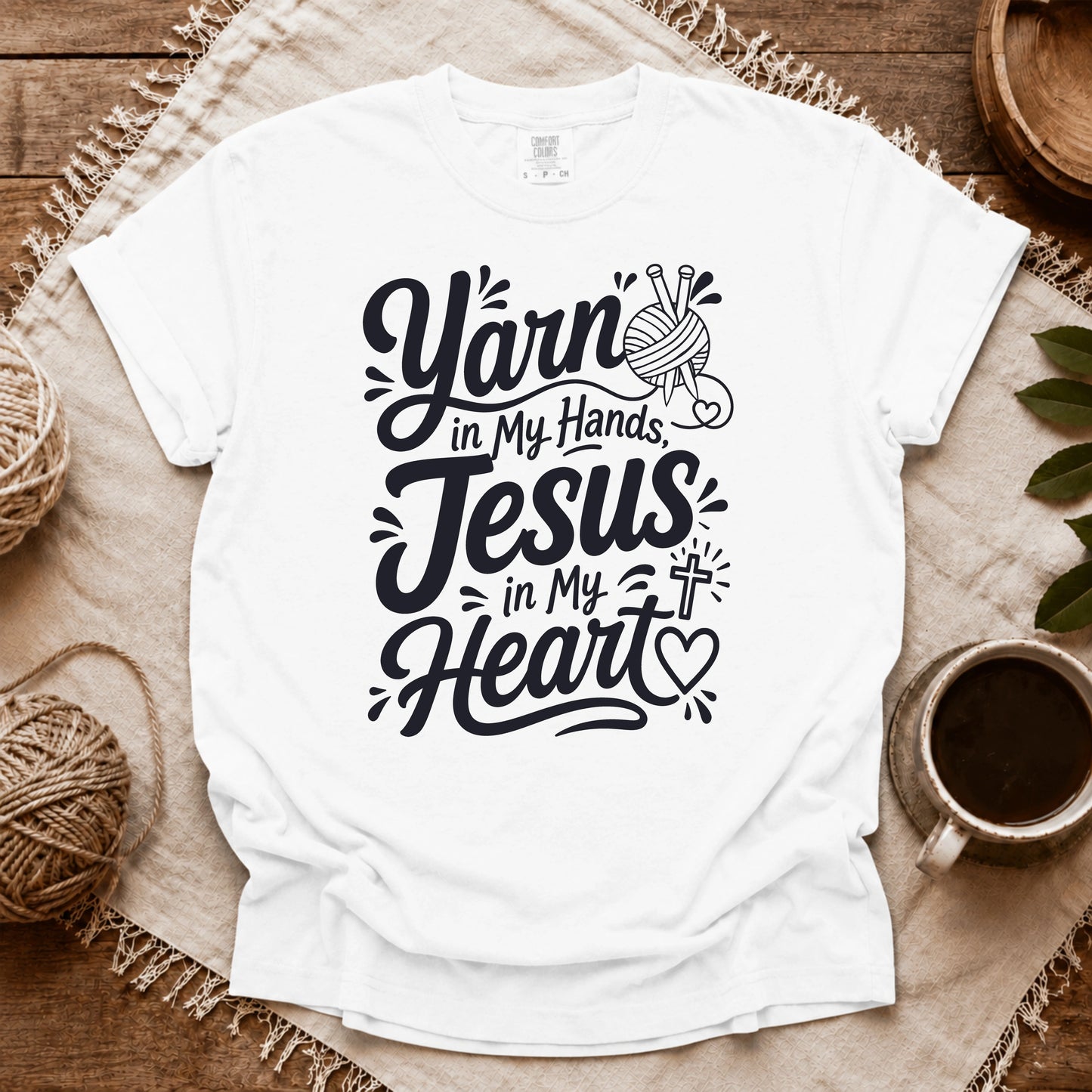 Comfort Colors Yarn In Hand, Jesus In Heart T-shirt