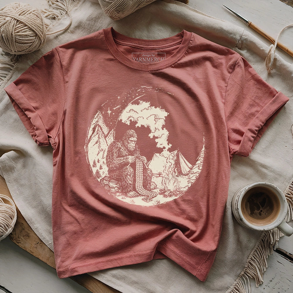 Campfire Bigfoot Knitting T-shirt