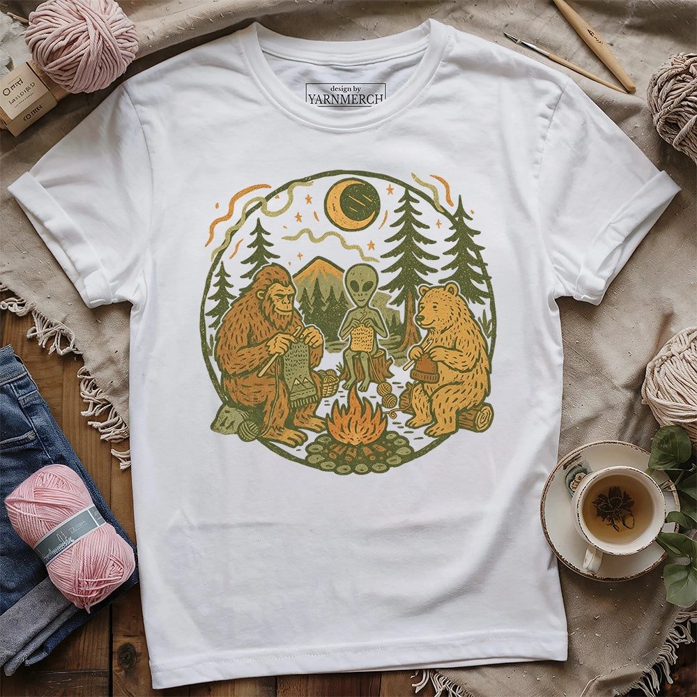 Campfire Crocheting Friends T-shirt