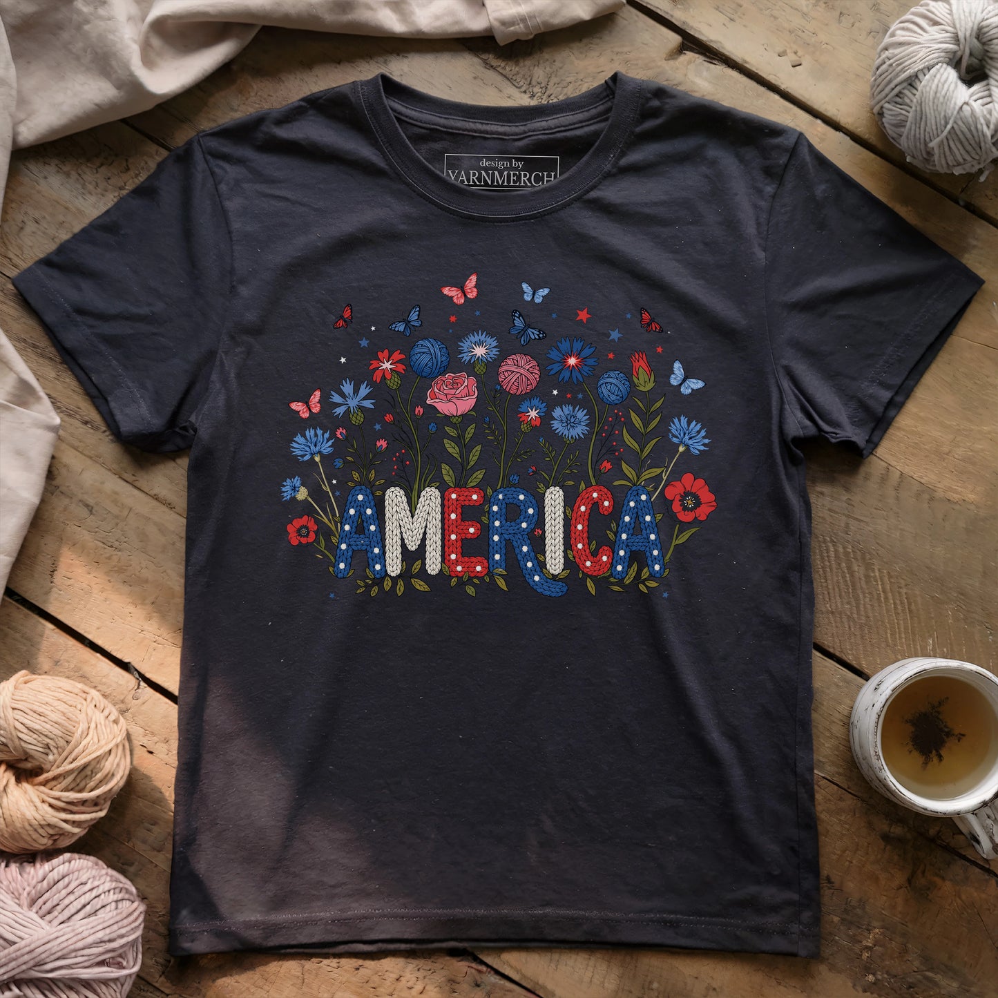 Floral America Yarn T-shirt