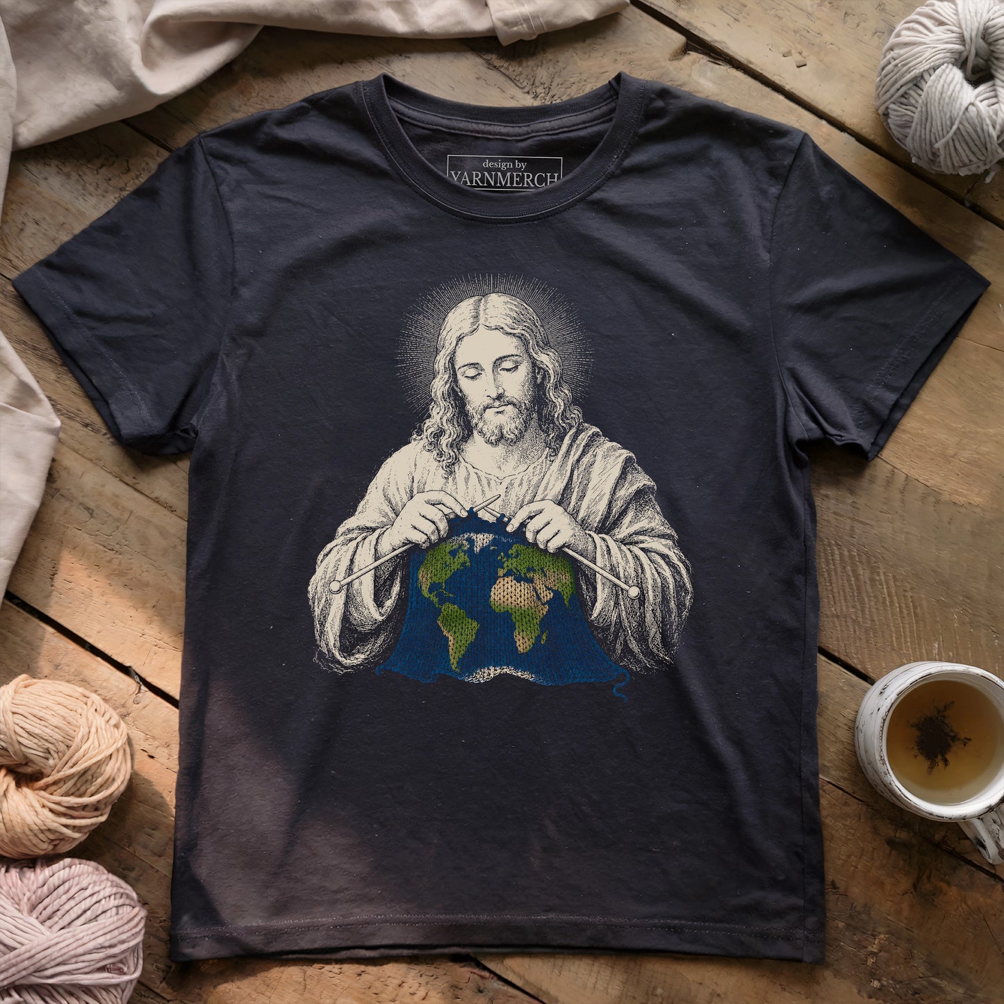 Jesus Knitting Earth T-shirt