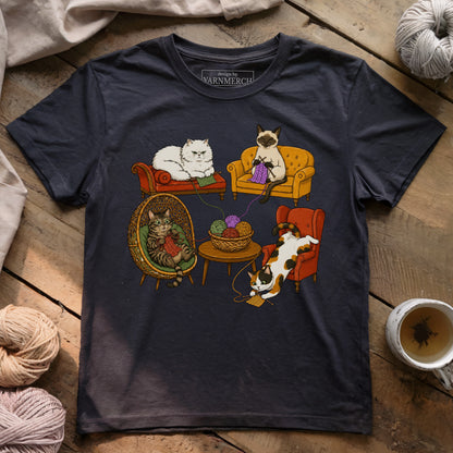 Knitting Cat Com T-shirt