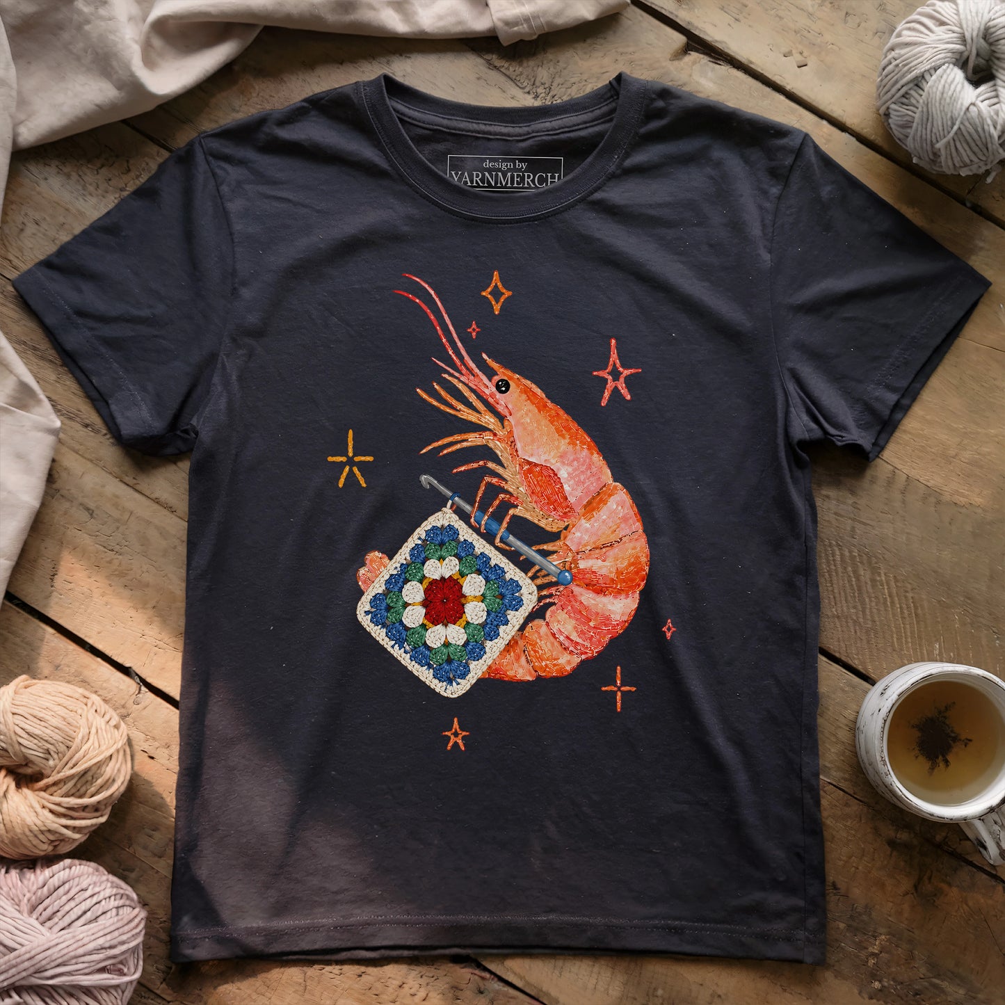 Shrimp Crocheting Mode On T-shirt