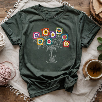 Colorful Granny Square Flower Jar T-shirt