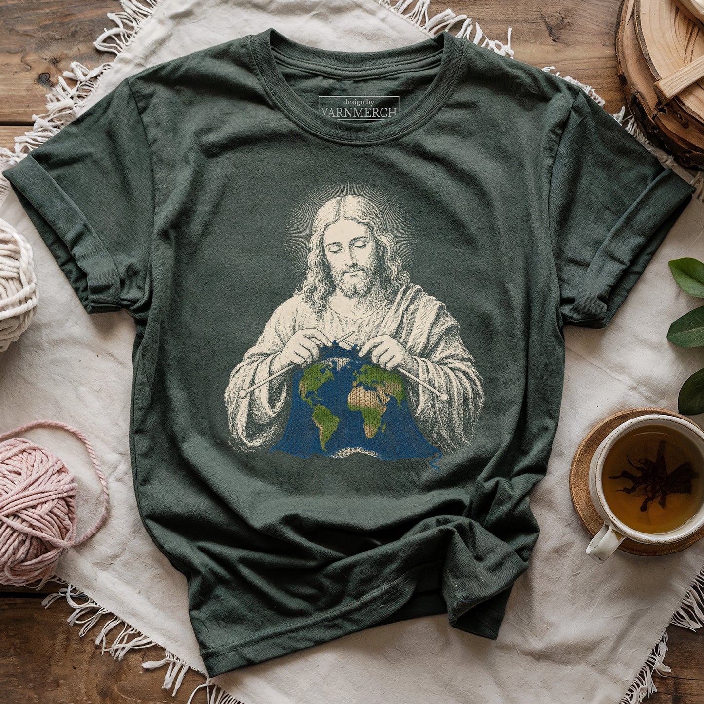Jesus Knitting Earth T-shirt