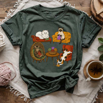 Knitting Cat Com T-shirt