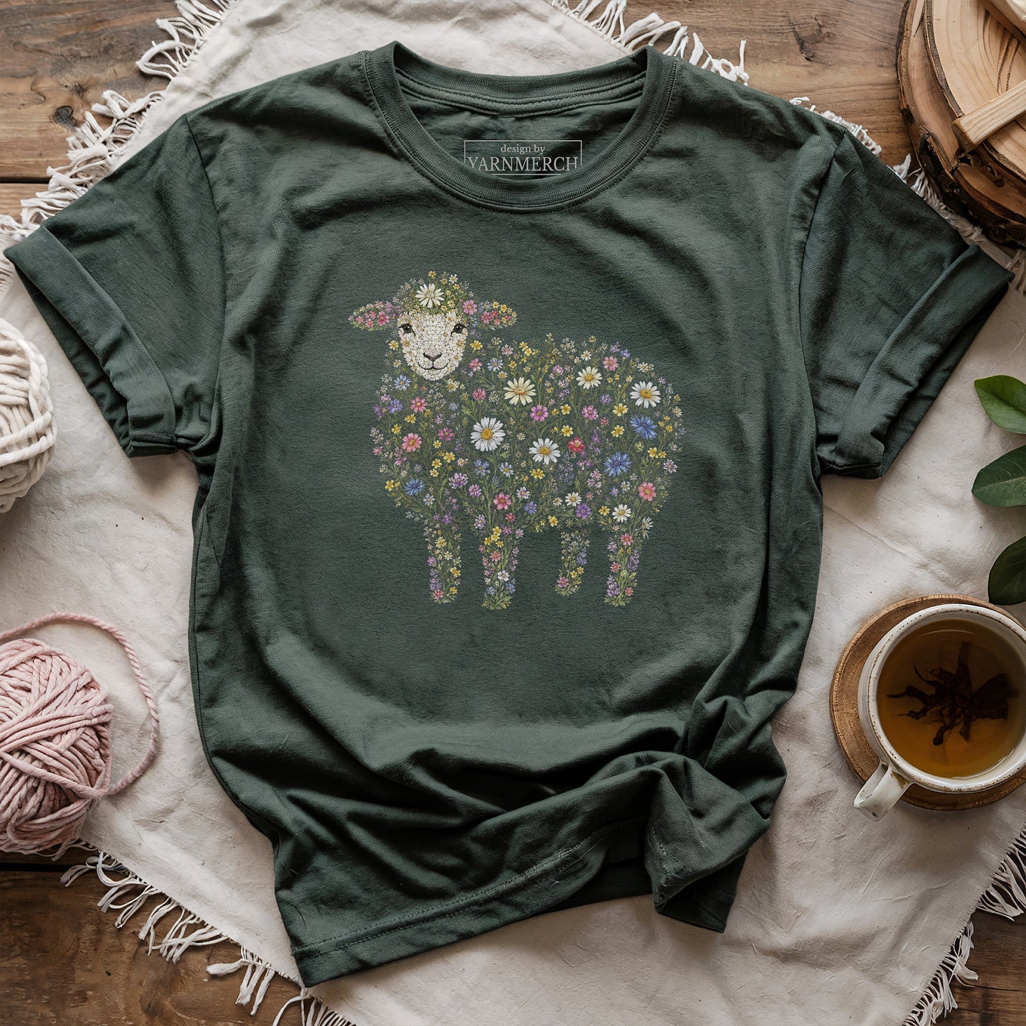 Sheep Made By Flowers T-shirt