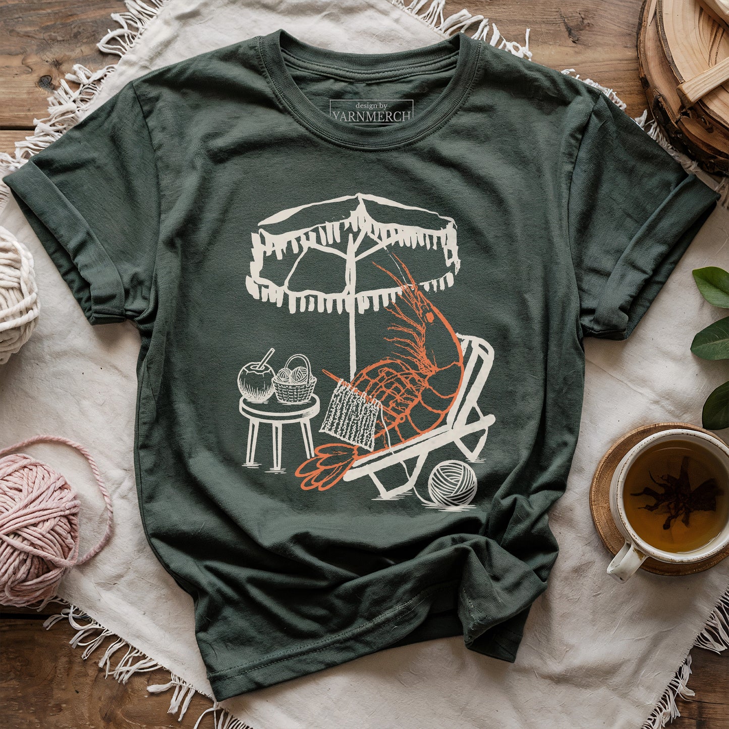 Shrimp Knitting T-shirt